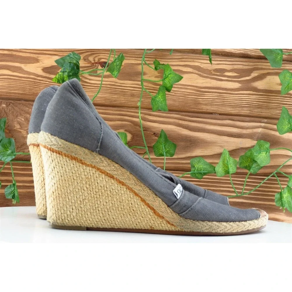 Toms Women Sz 8 M Gray Wedge Fabric Shoes - Picture 5 of 10